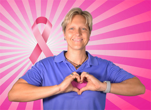 Pink breast cancer ribbon.