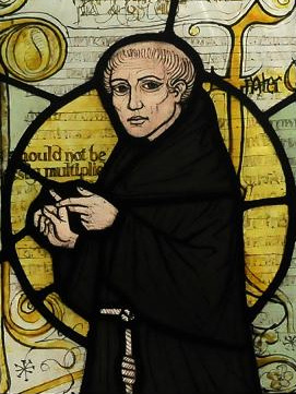 William of Ockham, from stained glass window at a church in Surrey.