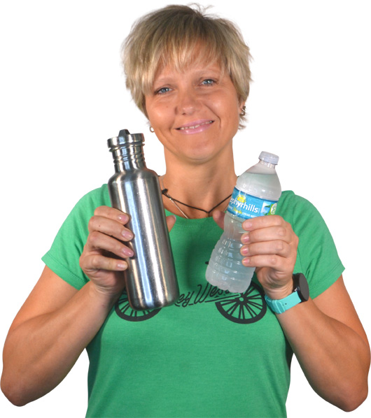 Stainless steel bottles replace plastic for huge savings. 